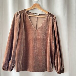 LOFT Pink Puff Sleeve Blouse with Long Sleeves
